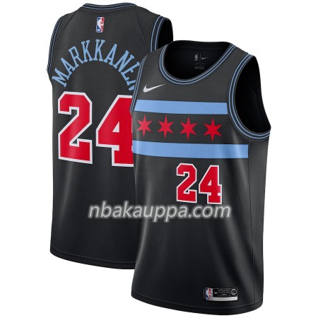 Chicago Bulls Lauri Markkanen 24 2018-19 Nike City Edition Musta Pelipaidat Swingman - Miesten